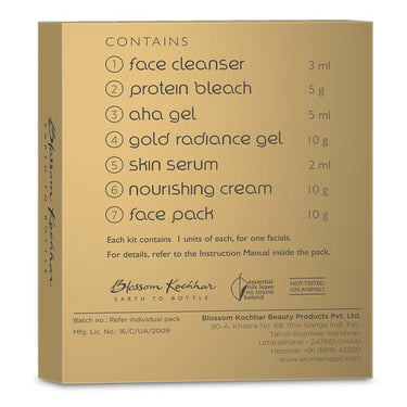 Aroma Magic 7 step Gold Facial Kit | Firms, Tones & Renders a healthy glowing skin| with Marigold & Rose Extracts| All Skin type| Single Use| Pack of 1 (20g + 18ml)